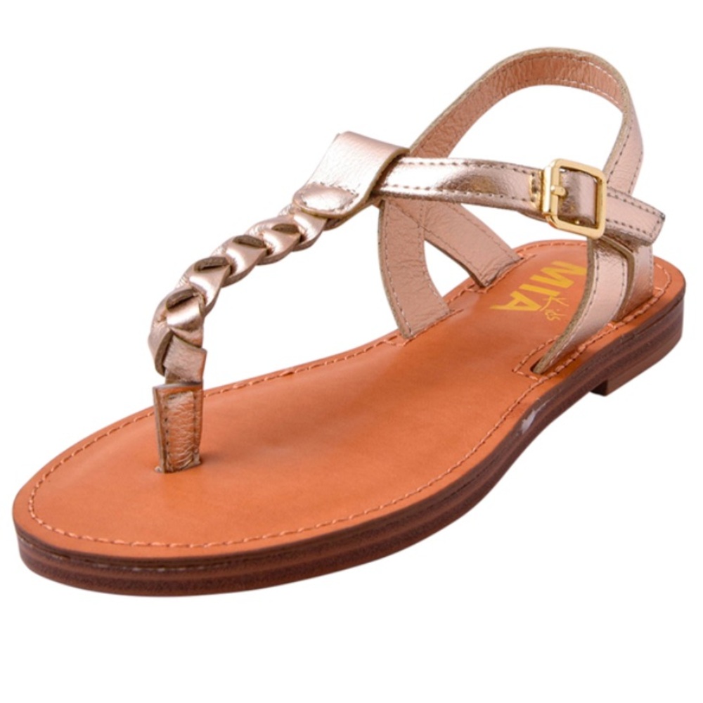 MIA Kids Mini Annae Gold Metallic T-Strap Sandals Girls Size 2 NWT